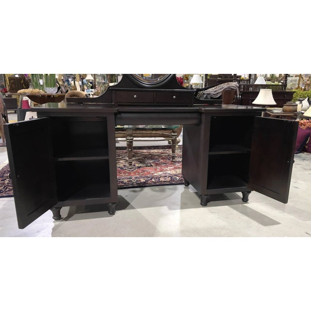 Wood Vintage Drexel Heritage Dressing Room Vanity Table With Mirror For Sale - Image 7 of 11