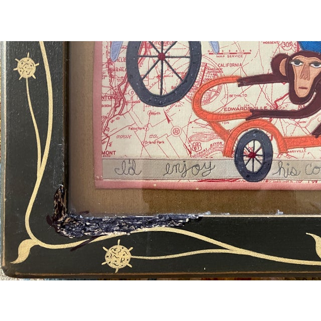 Original Framed Chris Antieau Embroidered Qulted “If I Had a Monkey" Retail $5k-6k For Sale - Image 11 of 12