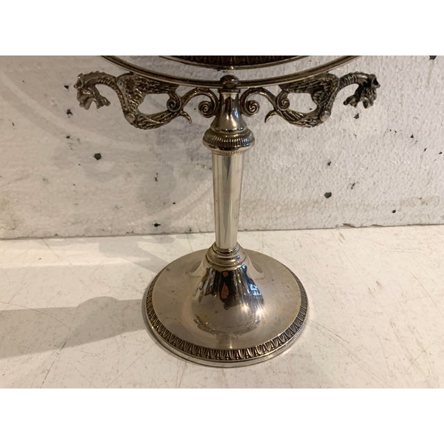 20th Century Round Free-Standing Shower Mirror in Silver-Plated Bronze For Sale - Image 9 of 10