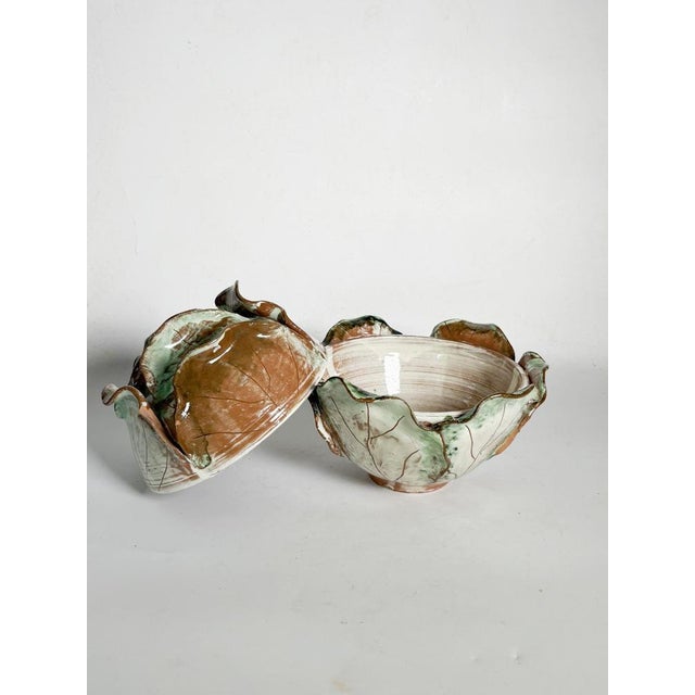 15th Century & Earlier 20th Century Glazed Ceramic Tureen in the Shape of a Cabbage, France For Sale - Image 5 of 13