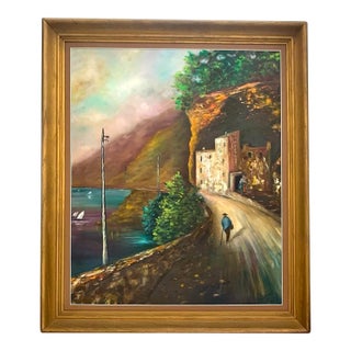Late 20th Century Jo Sheppard Original Oil Painting Signed Framed Mediterranean Coastal Art For Sale
