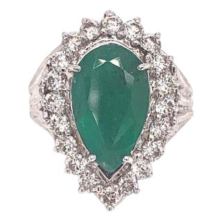 Diamond Emerald Ring 7.50 TCW 18 Karat GIA Certified, Size 6.5 For Sale