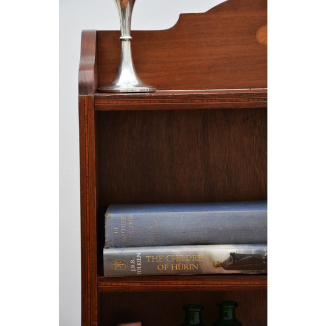 Antique Edwardian Mahogany and Inlaid Open Bookcase, 1900s For Sale - Image 12 of 18