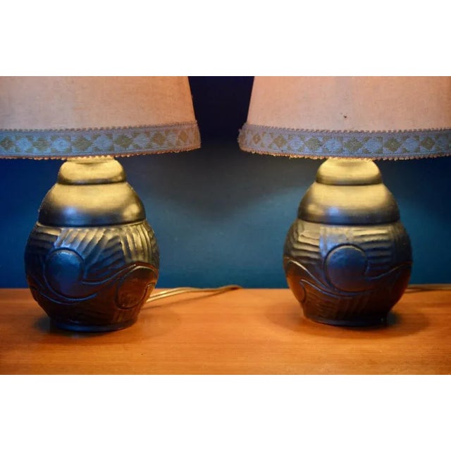 Art Deco Ceramic Lamp, 1930s, Set of 2 For Sale - Image 4 of 12