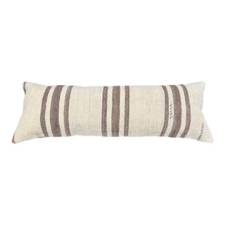 Turkish Hemp Pillow Cushion Natural Beige Brown Cushion Cover 14"x40" For Sale