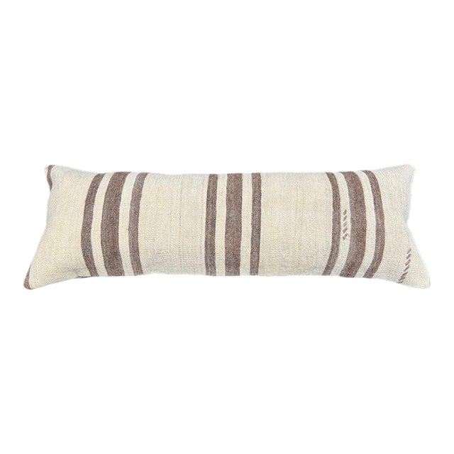 Turkish Hemp Pillow Cushion Natural Beige Brown Cushion Cover 14"x40" For Sale