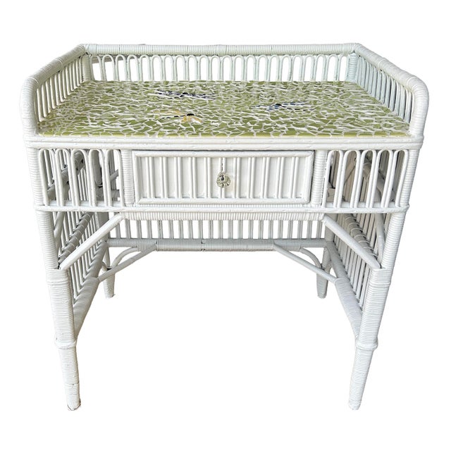 Mid 20th Century Wicker Rattan Desk For Sale - Image 4 of 18