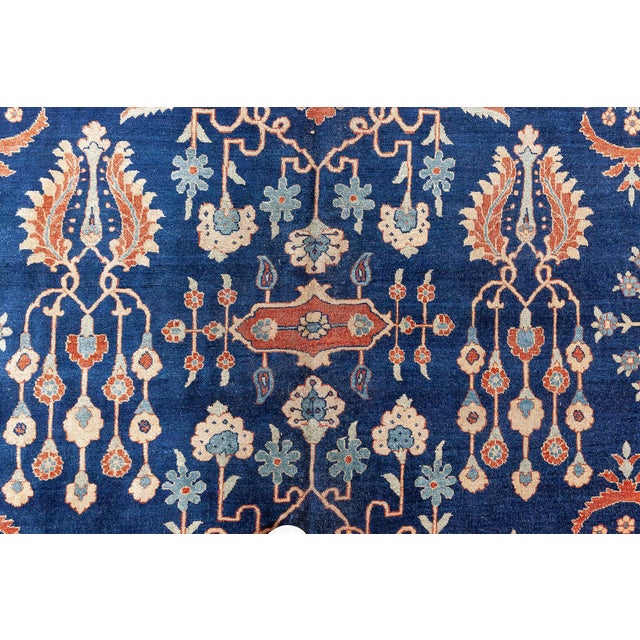 Vintage Persian Kirman in Shades of Rust, Beige and Light Blue Handmade Wool Rug For Sale - Image 4 of 9