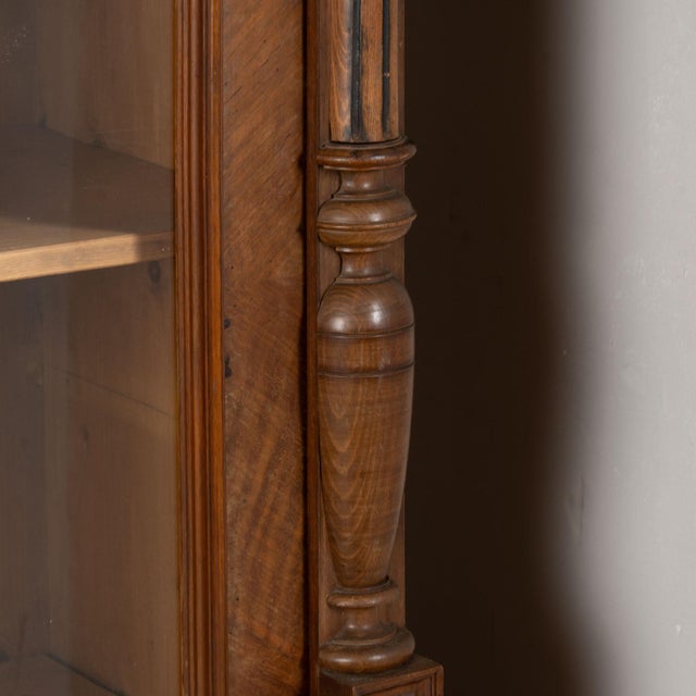Pair, Late 19th Century Walnut Display Cabinet Bookcases With Glass Panels For Sale - Image 12 of 18