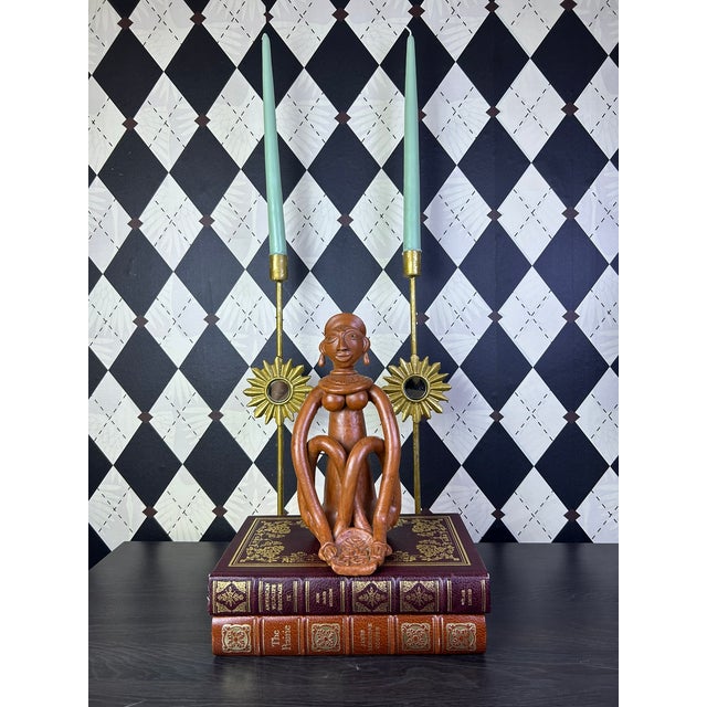 Vintage Indian Terracotta Seated Woman Folk Art Sculpture, 10" For Sale - Image 17 of 18