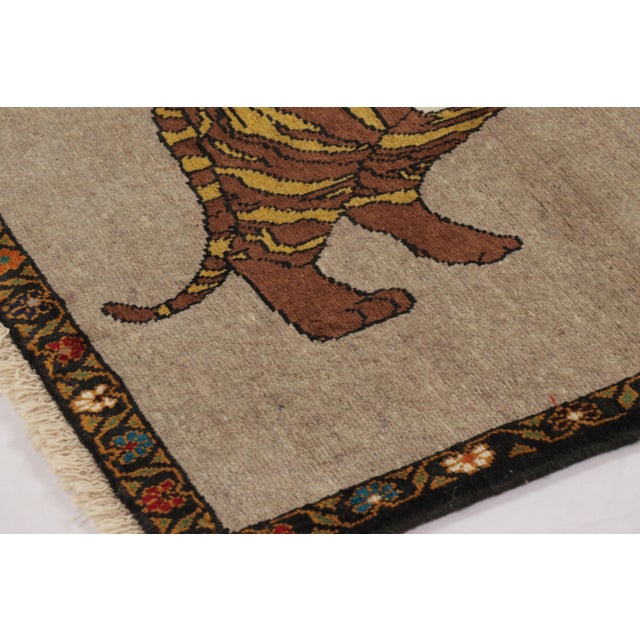 Rug & Kilim Vintage Tiger Pictorial Gabbeh Wool Rug by Rug & Kilim, Afghanistan, 1950-1959 For Sale - Image 4 of 9