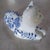 1990s Vintage Blue & White Floral Ceramic Cat Figurine Formalities by Baum Bros For Sale - Image 5 of 8