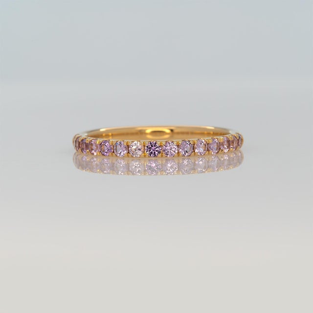 2020s Purple Sapphire Band in Solid 14k Gold - Minimalist Stackable Ring Fine Jewelry, Size 6.75 For Sale - Image 5 of 9