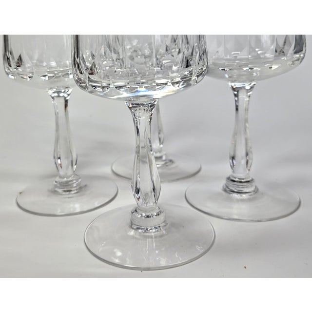 Transparent Hand Cut Crystal Goblets- Set of Four For Sale - Image 8 of 11