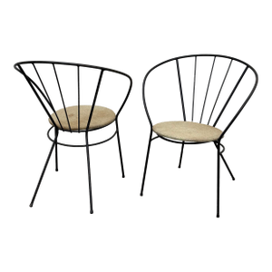 Pair of Mid-Century Modern Wrought-Iron Hoop Chairs
