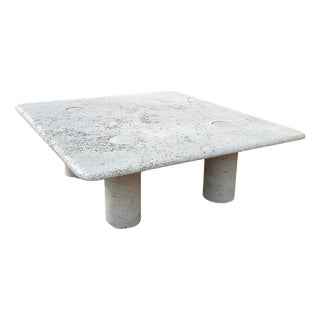 Travertine Coffee Table attributed to Angelo Mangiarotti for Up & Up, Italy, 1975 For Sale
