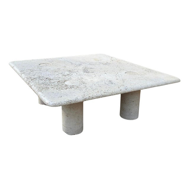 Travertine Coffee Table attributed to Angelo Mangiarotti for Up & Up, Italy, 1975 For Sale
