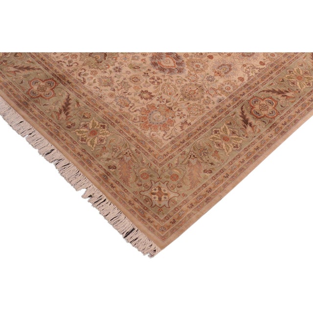 Shabby Chic Shabby Chic 1990's Pak-Persian Beige/Green Wool Rug - 8'0'' X 10'0'' For Sale - Image 3 of 9