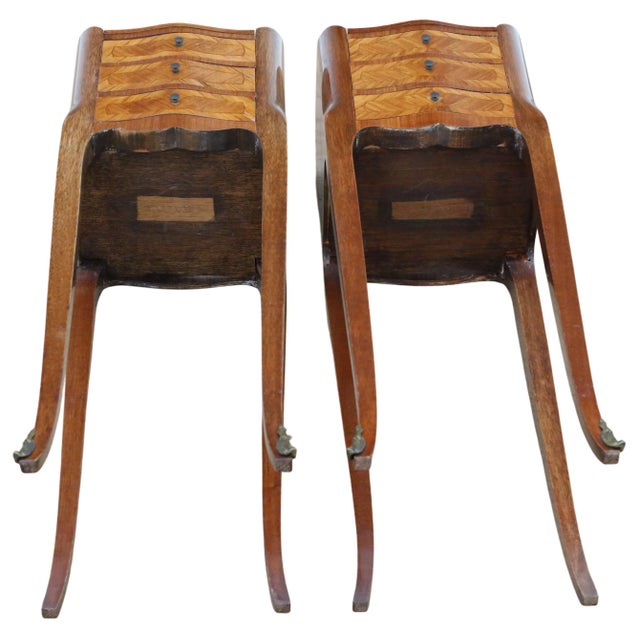 Wood Vintage French Bedside Tables, 1950s, Set of 2 For Sale - Image 7 of 10