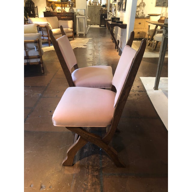 Mid Century Pink Velvet Slipper Chairs With Matching Beaded Lumbar Pillows a Pair Chairish