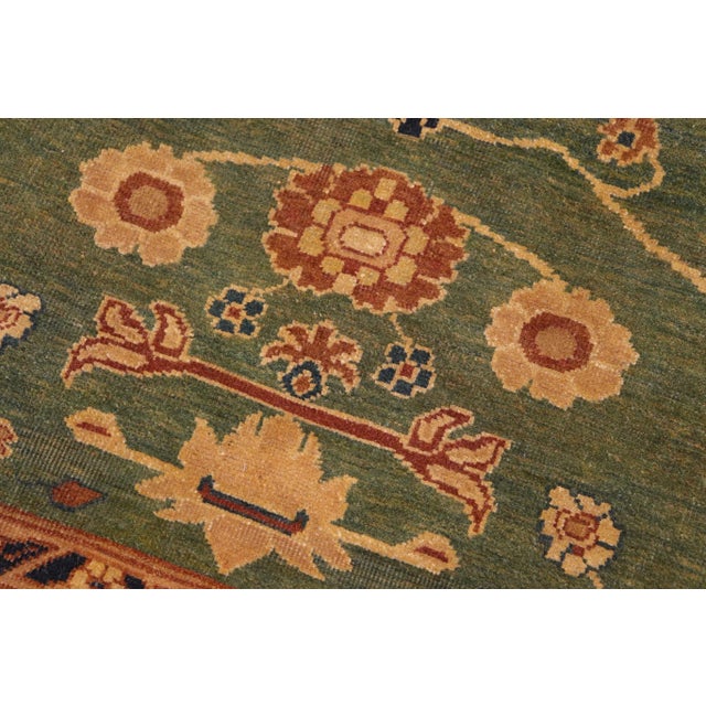 1980s 1980s Shabby Chic Green/Gold Wool Rug - 7'3" X 10'1" For Sale - Image 5 of 10