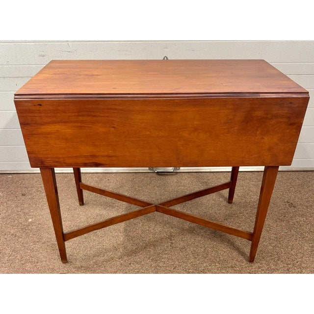 American Antique American Cherry Dropleaf Pembroke Table With Cross Stretcher Base For Sale - Image 3 of 11