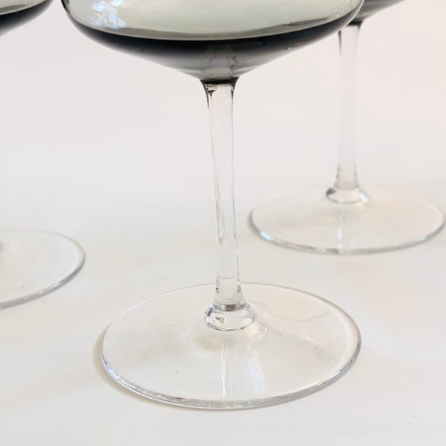 Mid 20th Century Mid Century "Cora" Smoke Glass Wine Glasses by Peill & Putzler, Germany - 11 Ounces - Set of 6 For Sale - Image 5 of 7