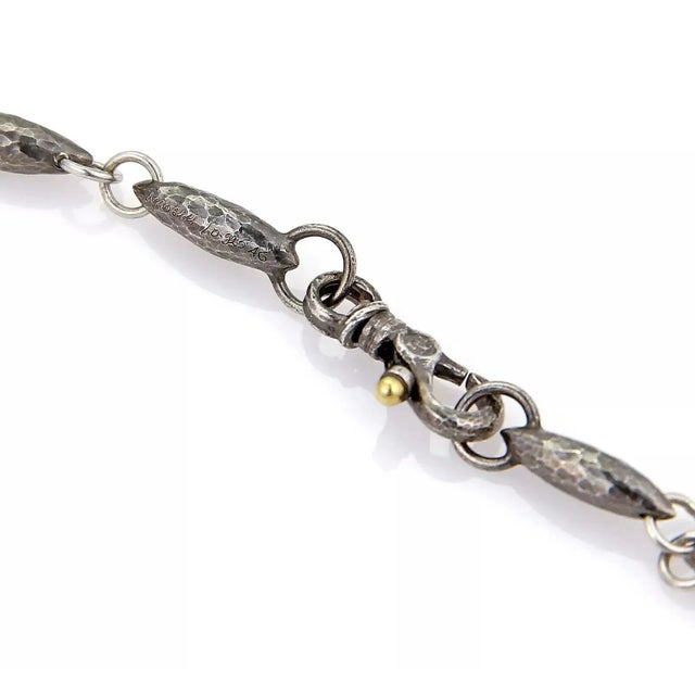 Late 20th Century Gurhan Orb Hammered Sterling Silver & 24k Gold Lentil Link Long Necklace For Sale - Image 5 of 5