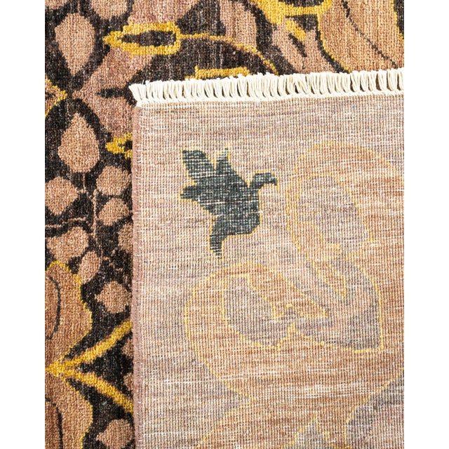 2000 - 2009 Arts & Crafts, One-of-a-Kind Hand-Knotted Area Rug - Black, 9' 2" x 11' 8" For Sale - Image 5 of 8
