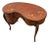French Vintage French Desk Kidney Shaped Vanity Three Carved Drawers Inlays Petite Size For Sale - Image 3 of 13