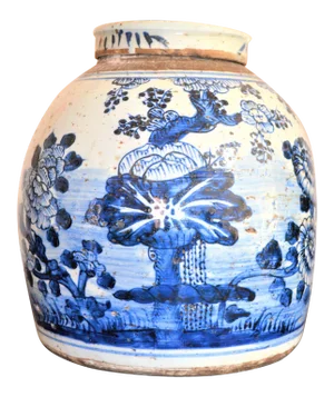 Chinoiserie White & Blue Floral Ginger Jar