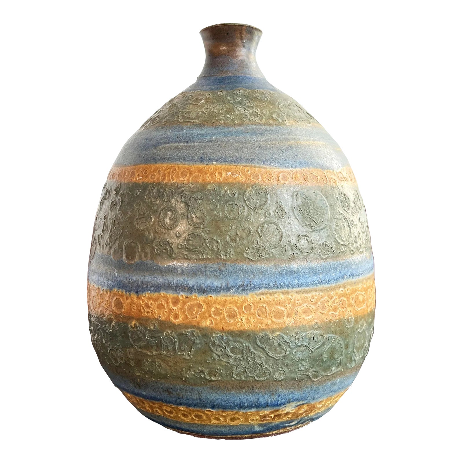 Vintage Elmer & Loretta Gatti Striped Lava Glaze Art Pottery Vase