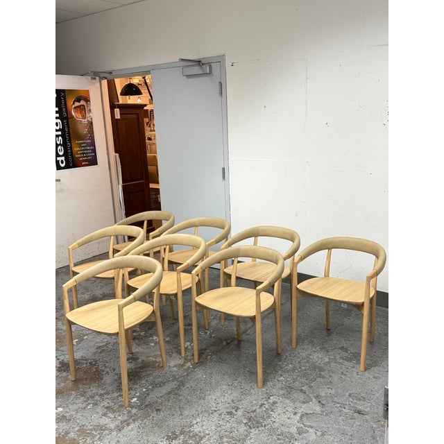 Transitional West Elm Irvine Sand Leather Dining Chairs, Set of Eight For Sale - Image 3 of 12