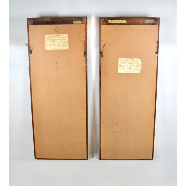 Chestnut Pair of Walnut Wall Mirrors by John Stuart Inc., Mid Century, 1950s For Sale - Image 8 of 9