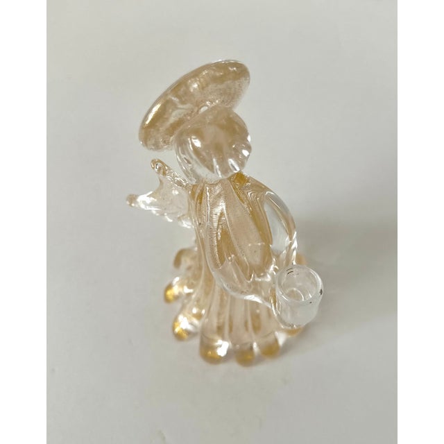Single Murano Glass Clear and Gold Infused Angel Candle Holder For Sale - Image 13 of 14