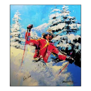 Malcolm Farley "Billy Kidd" Ski Embellished Giclee on Canvas