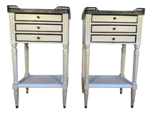 Louis XVI Style White Painted Bedside Tables, Set of 2