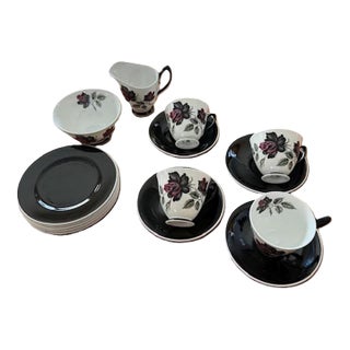 1950s Mid Century Modern Royal Albert Bone China Breakfast or Dessert Set - 18pcs For Sale