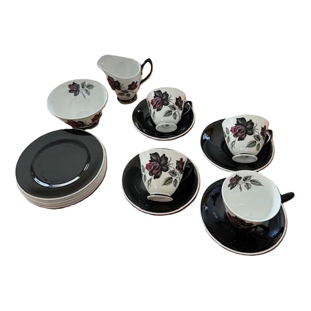 1950s Mid Century Modern Royal Albert Bone China Breakfast or Dessert Set - 18pcs For Sale