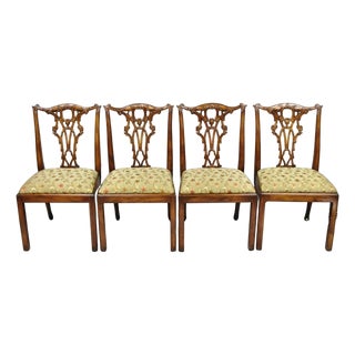 Chippendale Style Carved Mahogany Dining Side Chairs Attr Theodore Alexander - 4 For Sale
