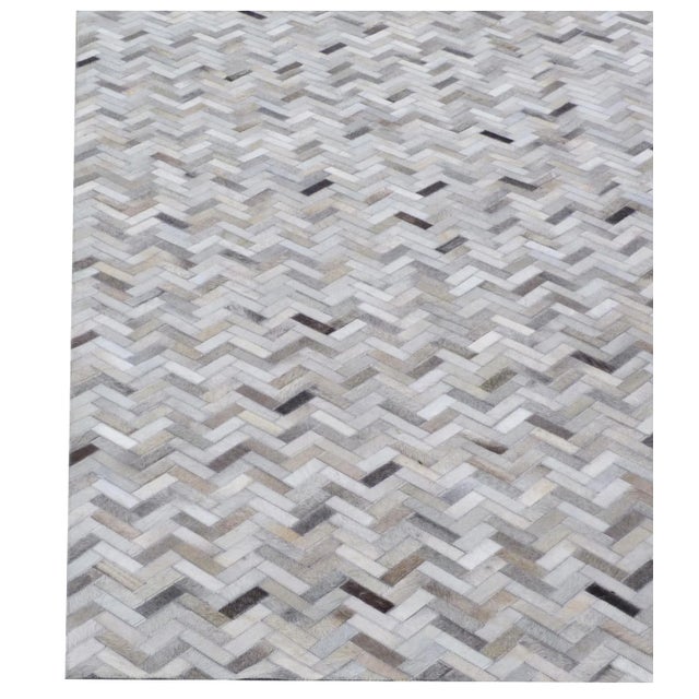 Exquisite Rugs Willoughby Patchwork Leather Silver - 5'x8' For Sale - Image 4 of 6