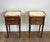 Neoclassical 1940s Pair of wood and brass side tables with Carrara marble tops in the style of Maison Jansen For Sale - Image 3 of 12