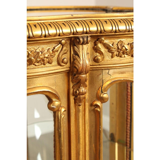 Rococo Style Giltwood Curio Cabinet With Glass Panels For Sale - Image 13 of 18