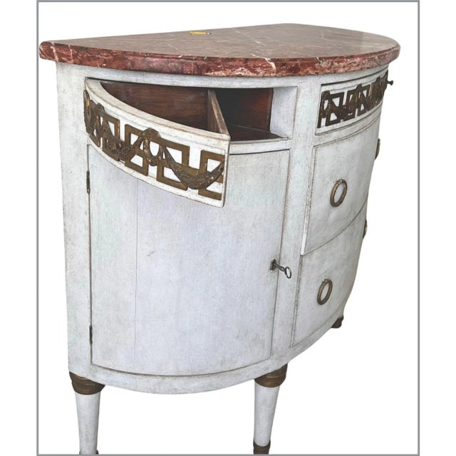 Wood 19th Century Swedish Gustavian Demi-Lune Commode For Sale - Image 7 of 11