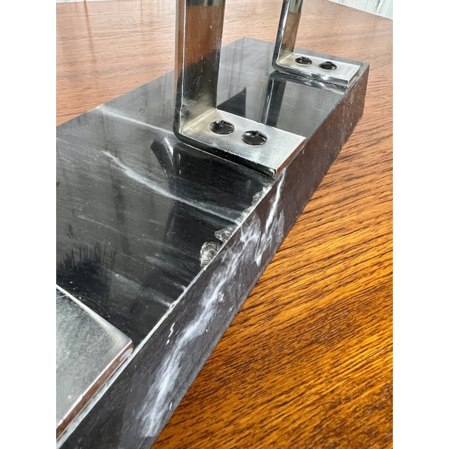 Modern Marble & Chrome Fireplace Tools For Sale - Image 11 of 13