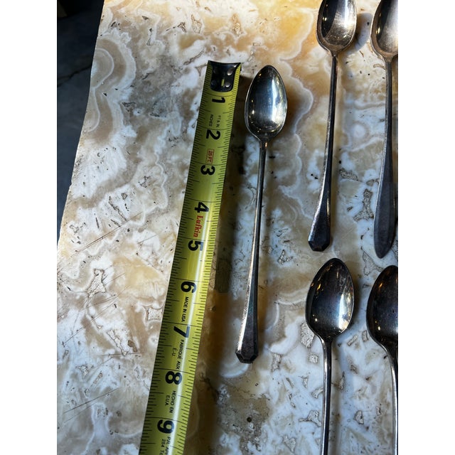 1970s Mid-Century Modern Tall Southern Silver Iced Tea Spoons - Set of 10 For Sale In Atlanta - Image 6 of 7