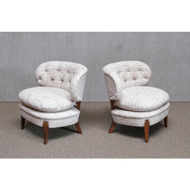 Lounge Chairs in Pierre Frey Tweed and Beech by Otto Schulz, Sweden, 1940s, Set of 2 For Sale - Image 15 of 15