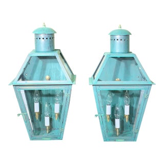 Pair of Architectural Copper Lantern / Sconces Wall Hanging For Sale