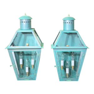 Pair of Architectural Copper Lantern / Sconces Wall Hanging