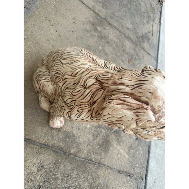 Boho Chic Vintage Ceramic Hand Crafted Life Size Dog For Sale - Image 3 of 7